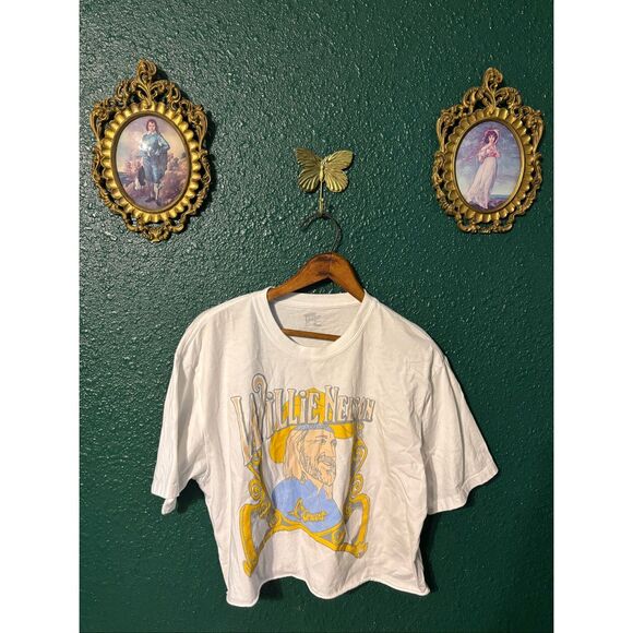 Willie Nelson X Livy Lu Cropped Concert Shirt Sz Large - Picture 1 of 3